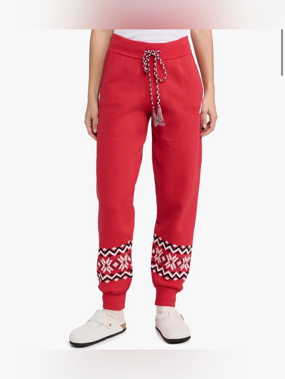 The Upside Keystone Jojo Red Fair Isle Knit Jogger Pants - Picture 1 of 9